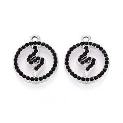 Реактивный Самолет Подвески из сплава со стразами, плоский круглый и змеевидный, без кадмия, без никеля и без свинца, платина, струя, 18x15x2 мм, отверстие : 1.6 мм