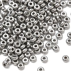 Stainless Steel Color 304 Stainless Spacer Beads, Rondelle, Stainless Steel Color, 3x1.5mm, Hole: 1mm, about 280pcs/bag
