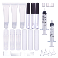 Clear DIY Kit, with Lipstick Bottle, Lip Glaze Bottle, Lip Glaze Bottle, Dispensing Syringe, Plastic Dropper and Funnel Hopper, Clear, 37x6~37mm, Hole: 2mm