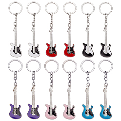 (52) Непрозрачная лаванда 12 шт. 6 стили брелок из цинкового сплава, С кольцами, гитар, разноцветные, 70~133 мм, 1 шт / стиль