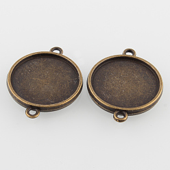 Antique Bronze Flat Round Two-Sided Alloy Cabochon Connector Settings, Cadmium Free & Nickel Free & Lead Free, Antique Bronze, Tray: 20mm, 29x23x3mm, Hole: 1.5mm, about 415pcs/kg