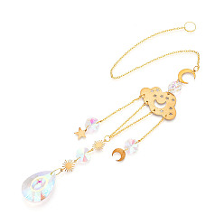 Золотой Кулон в виде ловца солнца из граненого стекла, с латунной и железной фурнитурой, для дома, садовый декор, облако, золотые, 480 мм