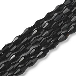 Черный Непрозрачное стекло бисер нитей, граненые, двухконусные, чёрные, 12x6 мм, отверстие : 1 мм, около 50 шт / нитка, 23.98'' (60.9 см)