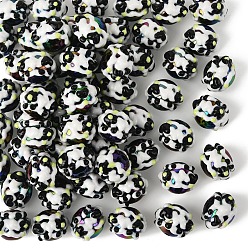 Черный Непрозрачные акриловые бусины, с эмалью, бусины ручной работы, круглые, чёрные, 20x16 мм, 60 шт