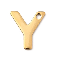 Letter Y 304 прелести нержавеющей стали, письмо амулеты, ионное покрытие (ip), реальный 18 k позолоченный, Письмо Y, 11x8x0.8 мм, отверстие : 1.2 мм