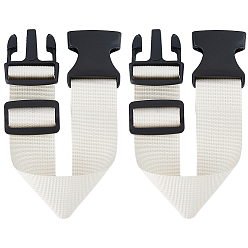 White 2Pcs Nylon Wasit Bag Extension Straps with Black Plastic Buckles for Outdoor, Purse Making Accessories, White, 240~353x46x15mm