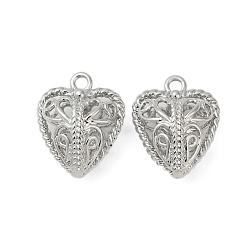 Платинированный Латунные подвески, без кадмия, без никеля и без свинца, сердце, Реальная платина, 22x18x12 мм, отверстие : 2 мм