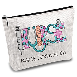 Слово Мешки для хранения из поликоттонового холста, металлические мешочки на молнии, прямоугольные, слово, 18x25 см