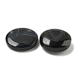 (946F)Морозный цвет внутри  Жонкиль / Непрозрачная зеленая подкладка Натуральные окрашенные и нагретые бусины из черного агата, плоско-круглые, окрашенные, 39~44x9~16 мм, отверстие : 1.5~2 мм