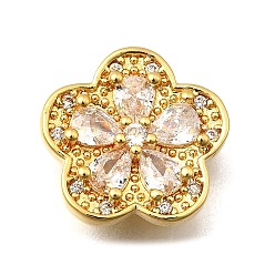 Прозрачный Многожильные звенья из латуни с паве из кубического циркония, цветок, реальный 18 k позолоченный, прозрачные, 14x14x6.5 мм, отверстие : 1.8 мм