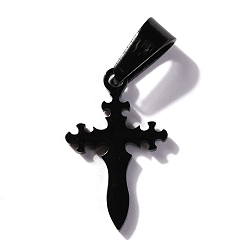 Electrophoresis Black 304 подвески из нержавеющей стали, для изготовления ювелирных изделий, крестик, электрофорез черный, 19x12x1.2 мм, отверстие : 3.5x7 мм