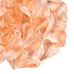 Light Salmon Transparent Glass Beads, Heart, Dyed & Hearted, Light Salmon, 12x10x5~5.5mm, Hole: 1~1.2mm, about 1587pcs/1000g