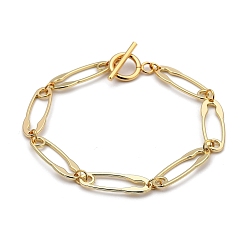 Light Gold Bracelets de lien d'alliage de forme d'épingle de sûreté, avec 304 fermoirs à bascule en acier inoxydable, or et de lumière, 8-1/4 pouce (20.9 cm)