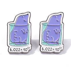 Púrpura Media Broches de esmalte de aleación, pin de esmalte, para profesores estudiantes, con embragues de plástico, cubilete, constante de avogadro, Platino, púrpura medio, 27x16x11 mm