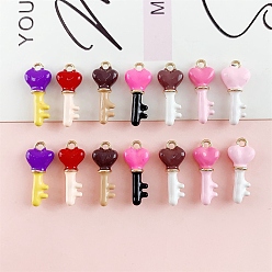 (52) Непрозрачная лаванда Подвески из эмали и сплава, Брелоки для ключей, золотые, разноцветные, 20.5x8x5 мм, отверстие : 1.6 мм