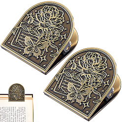 Цветок 2 сумки в тибетском стиле из цинкового сплава с декоративными зажимами для бумаг, металлические зажимы для книг для держателя страниц журнала, офисные принадлежности, античная бронза, цветок, 45.5x40.5x20 мм