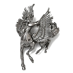 Черный Цвет Металла Броши из сплава в виде лошадей для рюкзаков и одежды, металлический черный , 68x43.5 мм