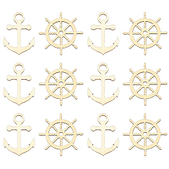 Бежевый 100шт 2 стили морская тематика деревянные большие подвески, неокрашенными, подвески для якоря и руля, бежевые, 59.5x41x2 мм, отверстия: 5~8.5 MMX 5~10 mm, 50 шт / стиль