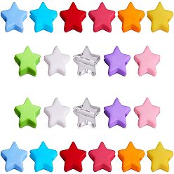 Mixed Color Opaque Acrylic Beads, Star, Mixed Color, 9.5x9.5x3.5mm, Hole: 0.5mm, 900~1000pcs/box