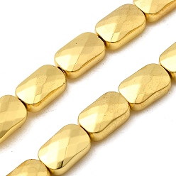 с Золотистым Покрытием Стеклянные бусины с гальваническим покрытием , прямоугольные, граненые, с золотым покрытием, 9x6x4 мм, отверстие : 1 мм, около 46 шт / нитка, 16.14'' (41 см)
