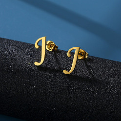 Letter J 201 из нержавеющей стали серьги, золотые, буква J, 10x10 мм