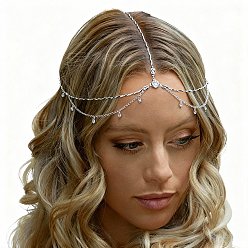 Серебро Цепочка для волос из сплава со стразами, аксессуары для волос для женщин и девочек, украшение свадебной вечеринки, серебряные, 600 мм, внутренний диаметр: 250 мм