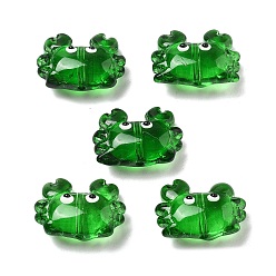 Зеленый Прозрачные стеклянные эмалевые бусины, краб, зелёные, 15x21x8 мм, отверстие : 1.4 мм