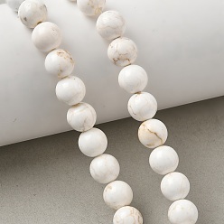 Beige Synthetic Turquoise Beads Strands, Smooth Round, Beige, 8~8.5mm, Hole: 1.4mm, about 47pcs/strand, 15.16 inch(38.5cm)