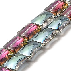 Бледно-бирюзовый Стеклянные бусины с гальваническим покрытием , с покрытием цвета радуги, бамбук совместное, бледные бирюзовая, 12x10x5.5 мм, отверстие : 1 мм, около 49 шт / нитка, 24.02'' (61 см)