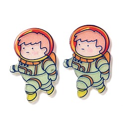 Dark Sea Green Cartoon Acrylic Cabochons, Astronaut, Green, 34x22x2mm