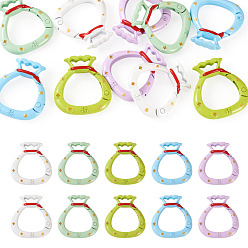 (52) Непрозрачная лаванда 10шт 5 цвета сплава пружинные затворные кольца, лотерейный мешок, разноцветные, 31x29x5 мм, 2 шт / цвет
