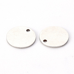 Stainless Steel Color 201 Stainless Steel Stamping Blank Tag Pendants, Flat Round, Stainless Steel Color, 12x1mm, Hole: 1.4mm