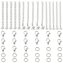 Нержавеющая Сталь Цвет Ювелирные изделия, В комплект входят: 304 удлинитель цепочки из нержавеющей стали, застежки-карабин и открытые соединительные кольца., бабочка & звезда & сердце, цвет нержавеющей стали, 70x3 мм