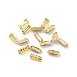 Jonquil Glass Rhinestone Cabochons, Pointed Back & Silver Back Plated, Rectangle, Jonquil, 7x3x2mm