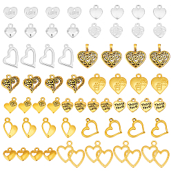 (52) Непрозрачная лаванда Подвески из сплава , сердце, со словом, разноцветные, пластиковая коробка: 14x10.8x3 см