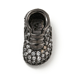 Черный Цвет Металла Латунные микропаве из прозрачного кубического циркония, обувной, металлический черный , 15x7.5x6.5 мм, отверстие : 1.8 мм