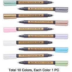Mixed Color Metallic Markers Paints Pens, Graffiti Multicolor Highlighter Signature Pen, Mixed Color, 141x12~17mm, 1pc/color, 10pcs/set