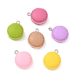 (52) Непрозрачная лаванда Непрозрачные подвески смолы, миниатюрные 3d подвески-макароны, с платиновыми тоновыми железными петлями, разноцветные, 19.5x16x10 мм, отверстие : 2 мм