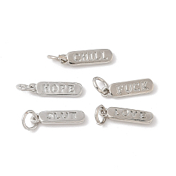 Платина Латунные подвески, овал со словами-подвесками, с целью перехода в кольце, долговечный, без свинца и без кадмия, платина, 14x4x1.5 мм, отверстие : 3.5 мм