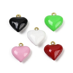 (52) Непрозрачная лаванда Латунь эмаль прелести, реальный 18 k позолоченный, шарма сердца, разноцветные, 13x12x6 мм, отверстие : 1.2 мм