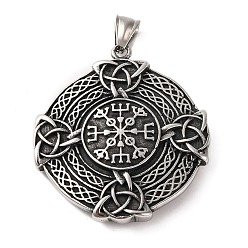 Другие 316 хирургические подвески из нержавеющей стали, античное серебро, плоские круглые прелести, вегвизир, 48.5x43.5x8.5 мм, отверстие : 8.5x4 мм