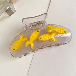 Прозрачный Заколки для волос в форме когтей из ацетата целлюлозы, рыба, прозрачные, 90x45 мм