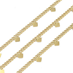 Золотой Ионное покрытие (ip) 304 бордюрные цепи из нержавеющей стали, с катушкой, пайки, золотые, 4x4x0.5 мм