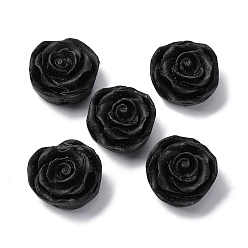 Черный Киноварь бисера, резные лакированные, цветок, чёрные, 19.5x18.5x8.5 мм, отверстие : 1.5 мм