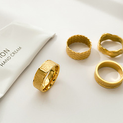 Золотой 304 палец кольца из нержавеющей стали, золотые, размер США 7 (17.3 мм)