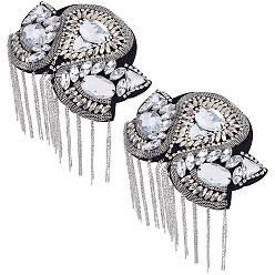 Платина Железная цепочка с кисточками в виде цветка и эполетами из стразов, наплечные значки, платина, 180x127x7 мм