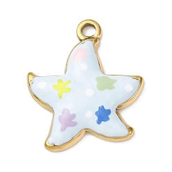 Морская звезда 304 подвески из нержавеющей стали, с эмалью, океанские темы, реальный 18 k позолоченный, ионное покрытие (ip), без кадмия, без никеля и без свинца, морская звезда, 16.5x15x2.8 мм, отверстие : 1.5 мм