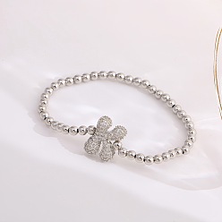 Letter K Женские браслеты из латуни с микропаве из прозрачных кубических цирконий, буквы, платина, Письмо K, 6.69 дюйм (17 см)