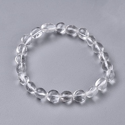 Quartz Crystal Natural Quartz Crystal Bead Stretch Bracelets, Tumbled Stone, Nuggets, Inner Diameter: 2~2-1/4 inch(5.2~5.6cm)