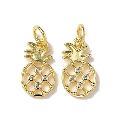Настоящее золото 18K Латунные микро проложить кубического циркония прелести, ананас, с целью перехода в кольце, стойки покрытие, долговечный, без кадмия и без свинца, с целью перехода в кольце, реальный 18 k позолоченный, 13.5x8x1.5 мм, отверстие : 3 мм
